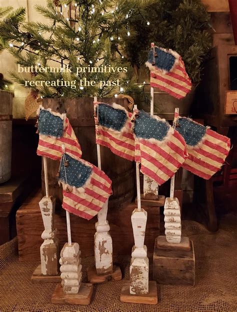 Rustic Wooden American Flags for 4th of July