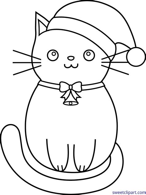 Santa Cat Coloring Page