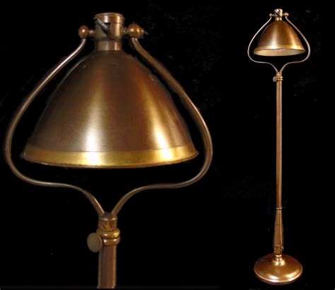 Antique/Vintage Bronze Helmet Bell Shade Arts & Crafts Adjustable Floor ...