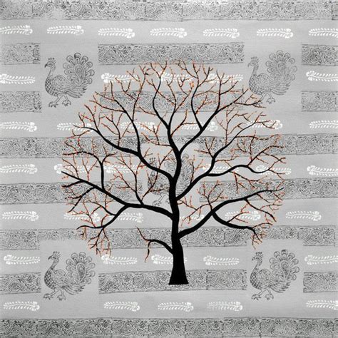 "Safkal Vriksh": Steel Grey Acrylic Painting by Sumit Mehndiratta ...