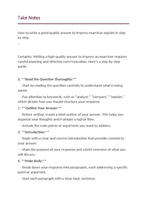 Chat g PT Answer Writing t - Take Notes How to write a good quality ...