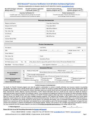 Fillable Online rxassist 2016 Renassist Insurance Verification Form ...