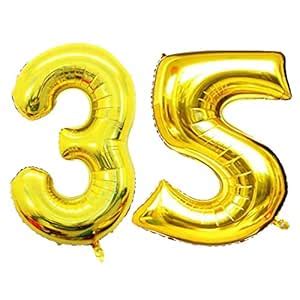 Atpata Funky 35 Number Golden Foil Balloon 40 inch Size Birthday ...