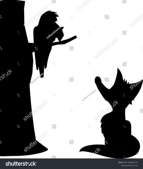ilustración vectorial crow y fox fable.: vector de stock (libre de ...