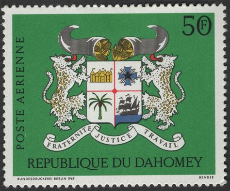 SCG3445 - 1969 Dahomey Airmail Stamp – National Coat of Arms – Stamp ...