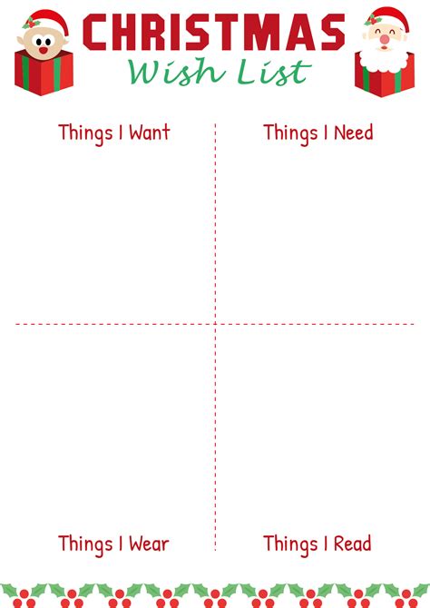 Christmas List Template - 10 Free PDF Printables | Printablee