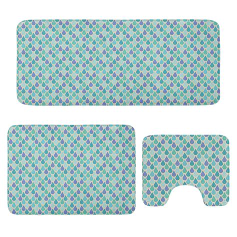 East Urban Home Teal Bathroom Rug Set 3 Pieces U-Shape & Rectangle Mats ...