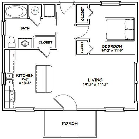30x24 House 1-bedroom 1-bath 720 Sq Ft PDF Floor Plan Instant Download ...