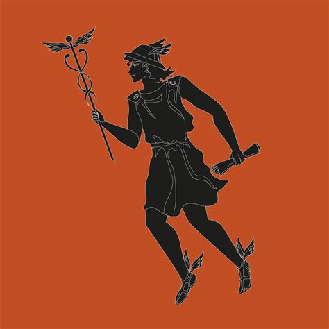 Hermes, Mercury, Greek or Roman God of Trade. Amphora Pottery Style ...