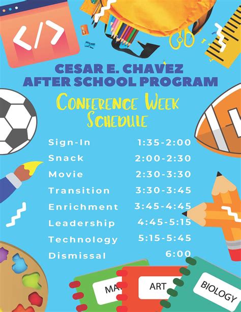Conference Week Schedule – After School Program – Cesar E Chavez Elementary