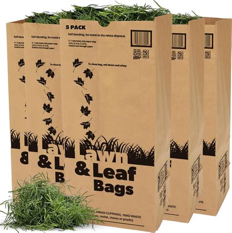 Large 30 Gallon Lawn and Leaf Bags Brown Paper, 2-Ply Lawn Bags Brown ...