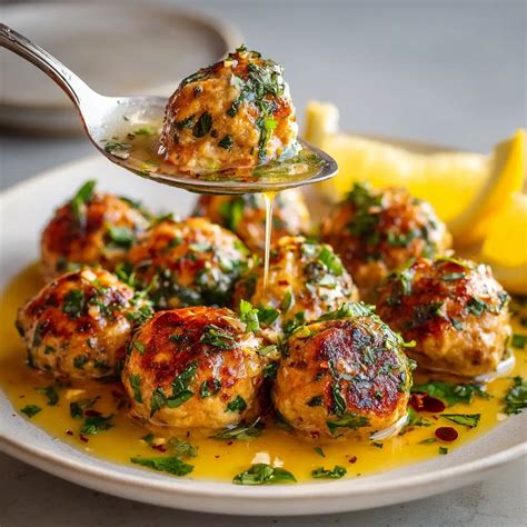 Baked Turkey Meatballs in Lemon Butter Sauce – Easy in 40 mn