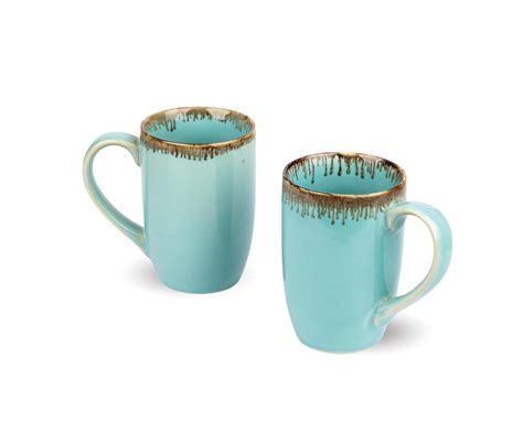 Buy Tyoohar Ceramic Tea Coffee Mugs Sky Blue Set of 2 250 ML | Dishwash ...