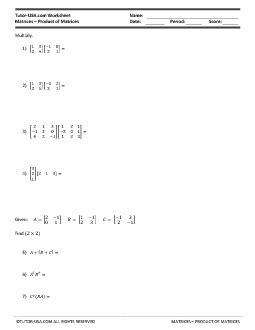 Matrix Equations Worksheet 的图像结果