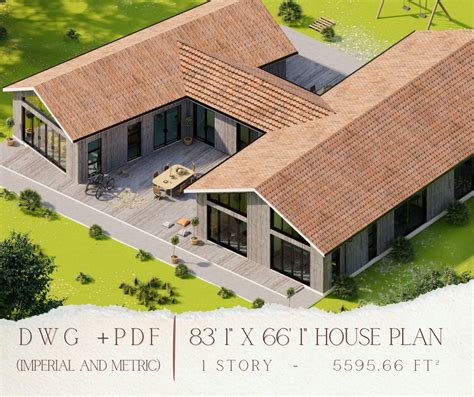 Modern barndominium house plan 1 story 2 bedroom house digital house ...