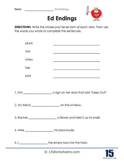 Image result for Past Tense Ed Worksheet