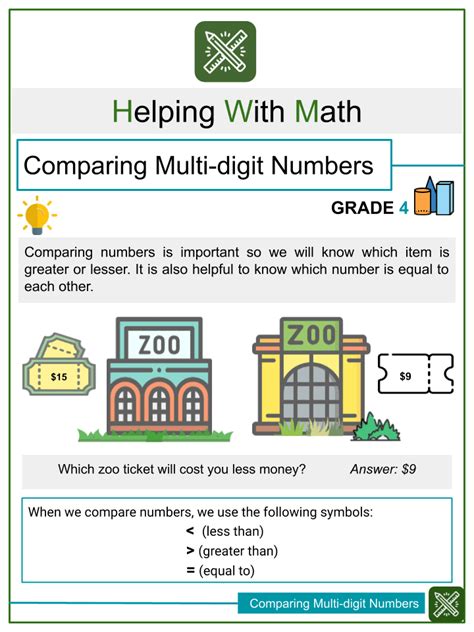 Image result for Comparing Numbers Worksheet Grade 4