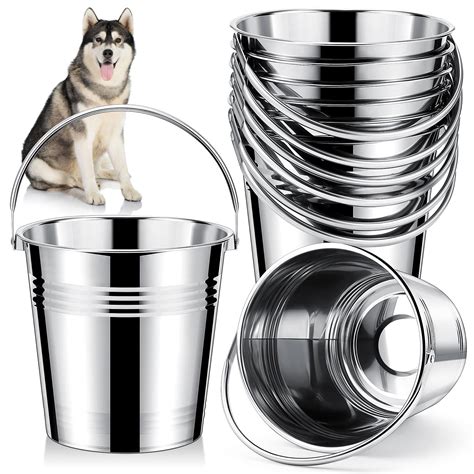 Hicarer 6 Pcs Stainless Steel Dog Water Bucket, Heavy Duty Stainless ...