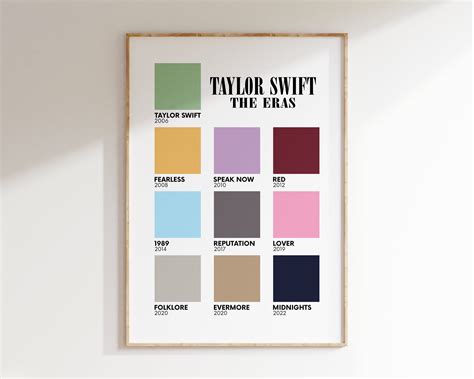 THE ERAS COLOR Palette Poster Taylor Swift Poster Swiftie - Etsy UK