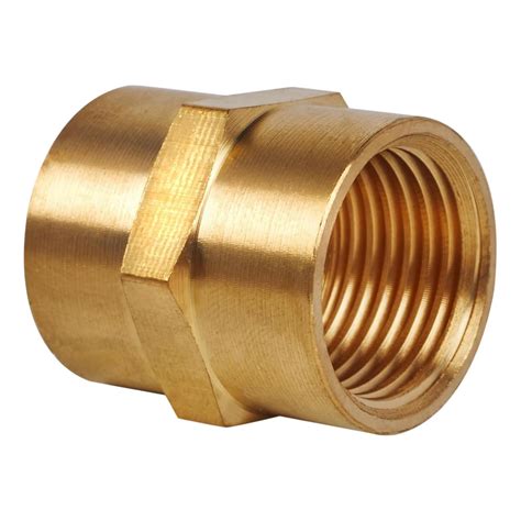 JUWO 1" to 1" NPT Female Coupler, Brass Coupler Adapter, Hex Head Pipe ...