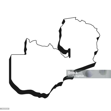Zambia Map With Black Outline And Shadow On White Background Stock Illustration - Download Image ...