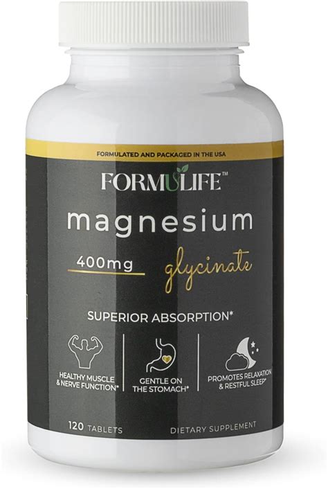Amazon.com: Magnesium Glycinate 400 mg - 120 Tablets - High Absorption ...