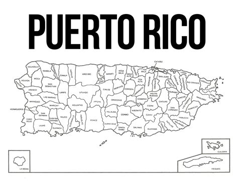 Map of Puerto Rico with Capital and Major Cities