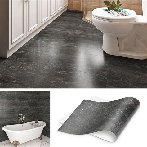 Livelynine Tile Stickers for Kitchen Marble Charcoal Grey Washable ...