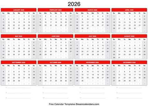 2026 Full Year Calendar with Holidays 2025 2026 2027 calendrier yearly ...