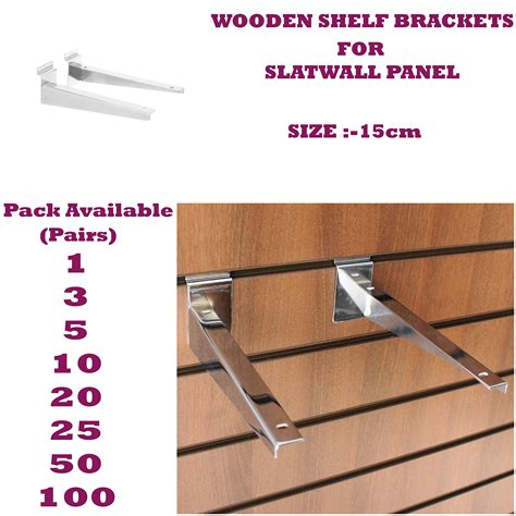 Buy NEW 15cm SLATWALL WOODEN SHELF BRACKETS (pair) HEAVY DUTY FOR SHOP ...