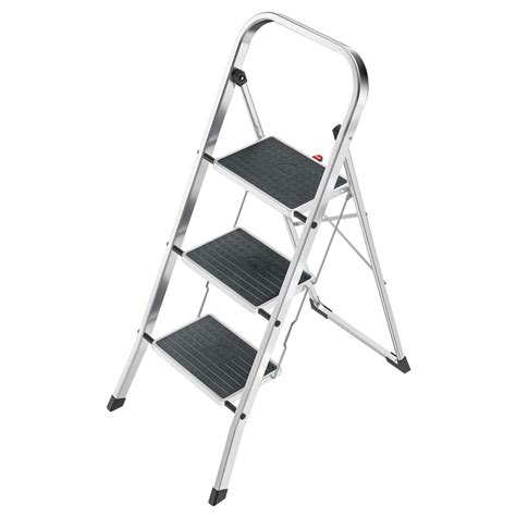 Hailo Folding Step Stool, 3 Step Ladder for Home & Kitchen, K70, Silver ...