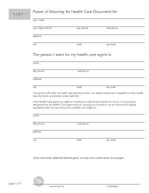 Fillable Online whitco lib wa The power of attorney for health care ...