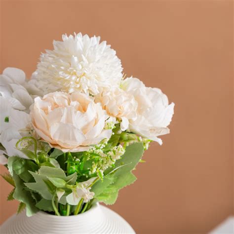 Artificial Flower Bunch Peony White