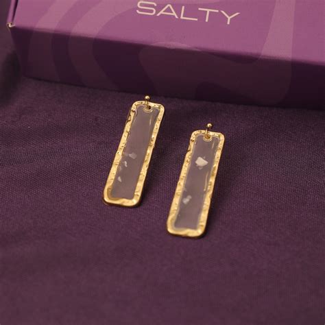Resin Long Bar Acrylic Dainty Gold Bling Drop Earrings | Salty – Salty ...