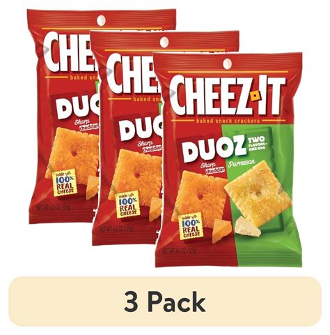 (3 pack) Keebler KEB57728 Cheez-It Duoz Cheddar & Parmesan Crackers ...