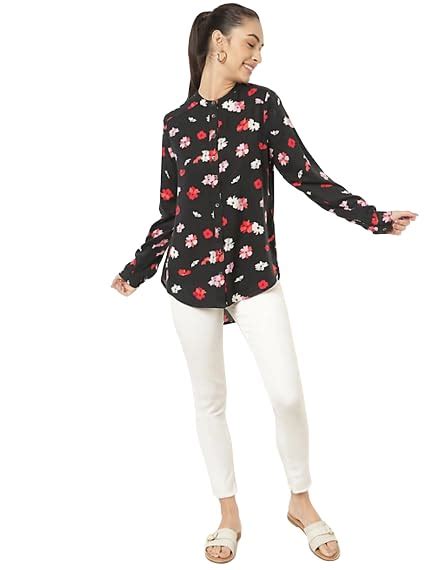 Buy Marks & Spencer Women's Regular Blouse (T43_2123K_Black Mix 8) at ...