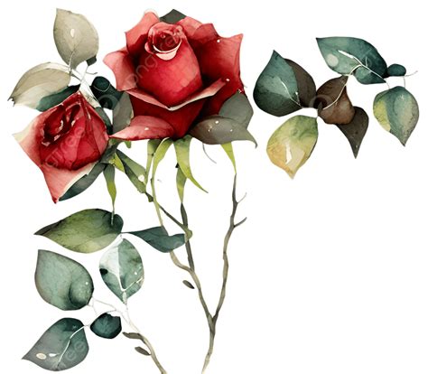 Elegant Red Rose Watercolor Composition, Red Rose Art On Canvas ...