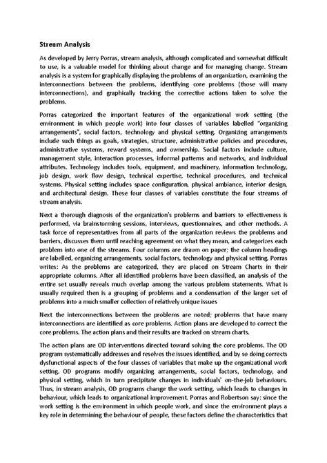 Stream Analysis & Survey Feedback: Models for Organizational Change ...