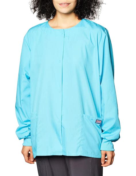 Cherokee Workwear scrub Warm Up Jacket for Women, Turquoise, Medium ...