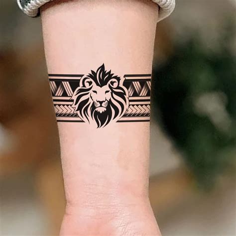 Tempoary Tattoowala Lion Tribal Full Hand Band Round Tattoo Waterproof ...