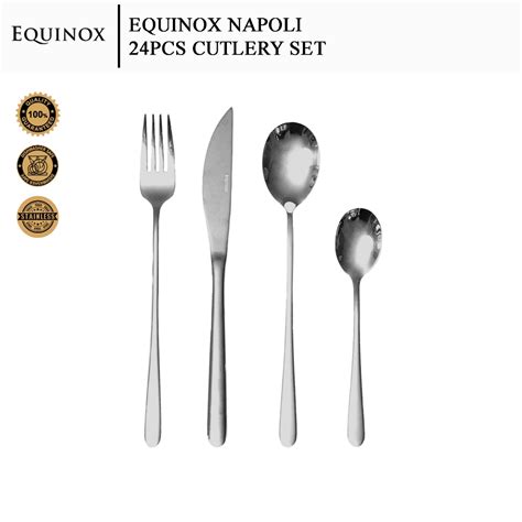 Equinox 18/10 Cutlery Set Stainless Steel Spoon Fork Knife - Napoli (24 ...