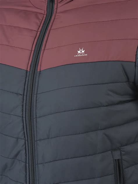 Navy Blue Colour-Blocked Padded Jacket – Crimsoune Club