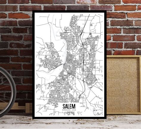 Salem Oregon Map Printable Salem Wall Art Pacific Northwest - Etsy