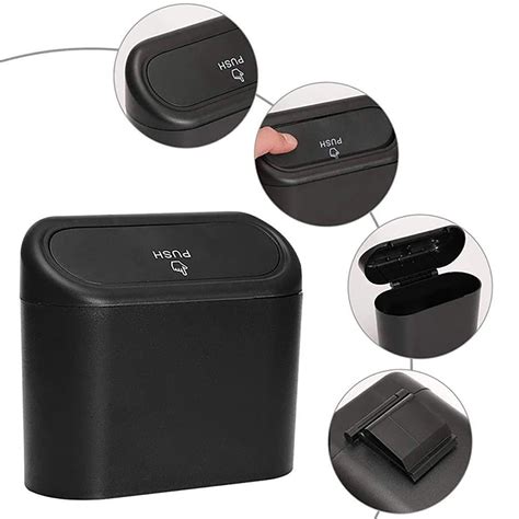 Car Trash Can with Lid, Mini Car Trash Can Small Car Garbage Can, Car Trash Bin Can Front Seat ...