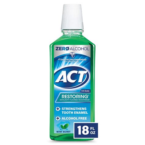 ACT Restoring Zero Alcohol Fluoride Mouthwash 18 fl. oz. Strengthens ...