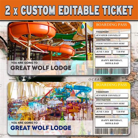 Printable Great Wolf Lodge Surprise Reveal Trip Gift Template, CANVA ...