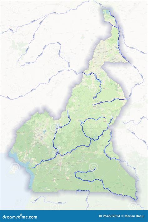 Physical Map of the Country of Cameroon Colored Stock Illustration ...