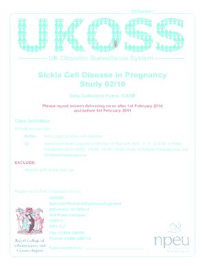 Fillable Online UKOSS Sickle Cell Disease Form - NPEU - University of ...