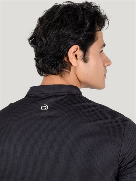 Dryfit textured sports & golf tshirt for men - Black TRUEREVO™