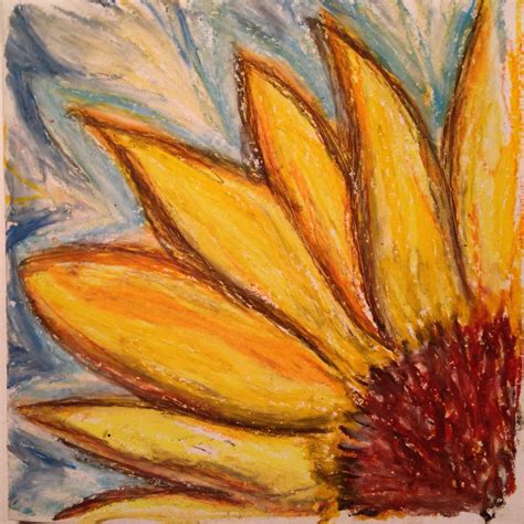 Sunflower - abstract oil pastel drawing by Onny @artbyonny Chalk Pastel ...